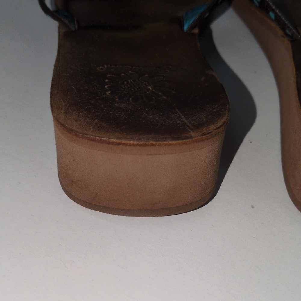 Yellow Box Black and Teal Polka Dot Sandals - Picture 12 of 14